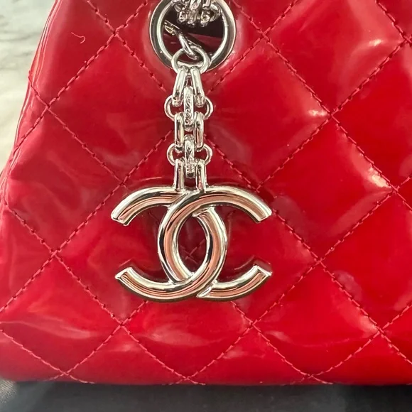Chanel Mademoiselle Red Quilted Patent Leather Bag - Picture 12 of 13